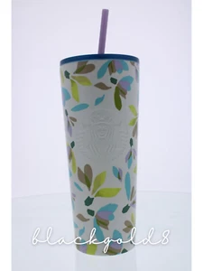 Starbucks Cold Cup Spring Release Steel White Floral Snowdrop Beverage Straw - Picture 1 of 4