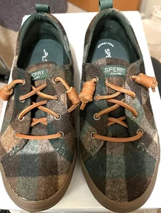 Sperry Top-Sider Damen 8M Crest Vibe Wolle kariert Flanell Bootsschuh Leder Schnürsenkel - Bild 1 von 4