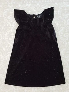 Cat & Jack Small 6/6X Black Sleeveless Ruffle Velour Sparkly Dress Holiday - Picture 1 of 4