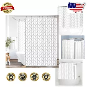 Stylish Bath Decor: Extra Wide Chevron Shower Curtain 180x70” - Machine Washable - Picture 1 of 7