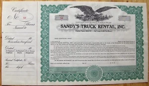 Stock certificate SANDY'S TRUCK RENTAL INC. JAMESTOWN New York - Picture 1 of 3