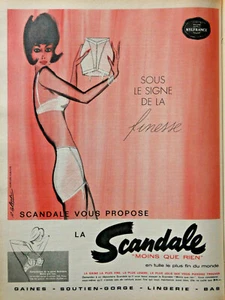 PUBLICITÉ DE PRESSE 1961 GAINE SCANDALE FINESSE EN TULLE LE PLUS FIN DU MONDE - Imagen 1 de 1