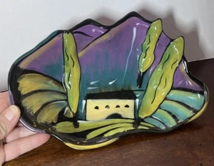 Vtg Clay Art C.A. Hand Painted Ceramic Nut/Candy /Serving Bowl - Picture 1 of 5