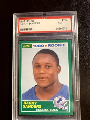Score Football Barry Sanders 1989 #257 PSA 7 Foto 1 de 2