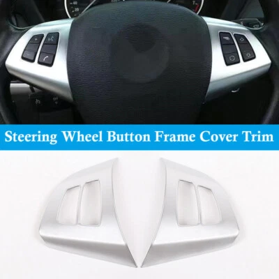 2X Guarnição de quadro de tampa de botão de volante prata para BMW X5 E70 X6 E71 2008-2013 - Imagem 1 de 4