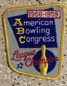 Parche bordado vintage 1958-59 campeón de la liga ABC deportes bolos americanos - Imagen 1 de 2