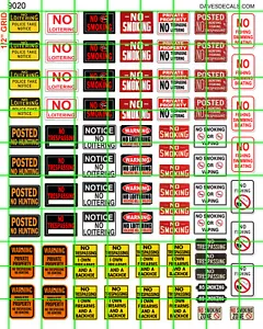 9020 DAVE'S DECALS ASST'D NO SMOKING HUNTING FISHING TRESPASSING etc 1:24 1:25  - Bild 1 von 3
