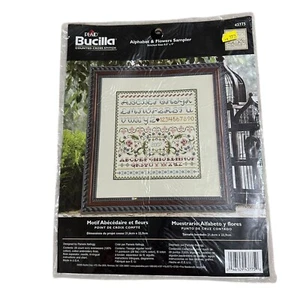 NEW Bucilla Counted Cross Stitch "Alphabet & Flowers" Sampler #43775 Pam Kellogg - Picture 1 of 5