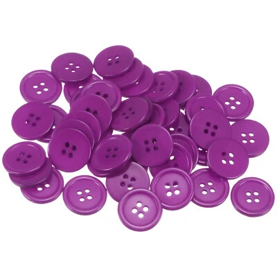 80 un. 32L Botones de Costura 3/4" Resina Redondos Planos 4 Agujeros Botones Artesanales, Púrpura Foto 1 de 4