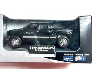 1999 Chevrolet Black Silverado Pullback Go action, Diecast 1/38 scale - Picture 1 of 5