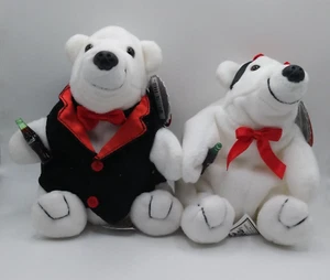 Peluche Coca Cola Polo Nord orso polare coppia 1998 nuovo con etichette smoking fiocco raso - Foto 1 di 10