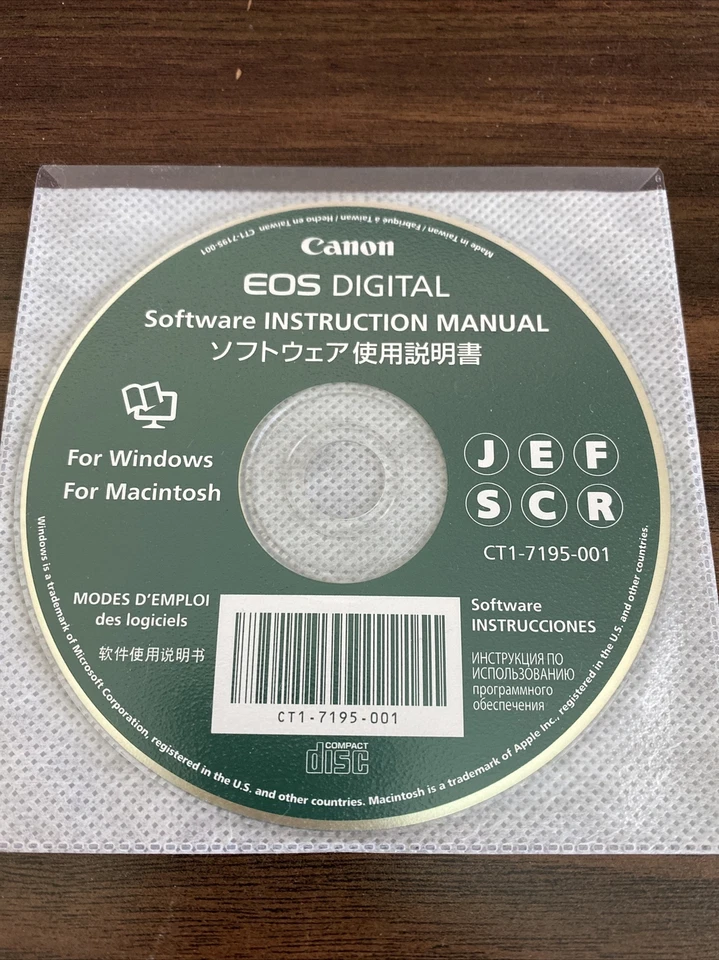 Manual de instruções de software digital Canon EOS CT1-7195-001 para disco Windows/Mac - Imagem 1 de 1
