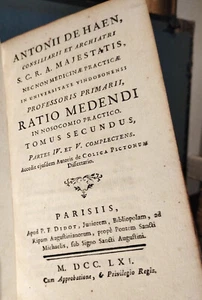 Antonii De HAEN : RATIO MENENDI IN NOSOCOMIO PRACTICO T. II (part. 4 - 5) 1761 - Imagen 1 de 8