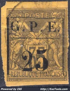 GUADELOUPE TYPE SAGE N°2b VARIÉTÉ AVEC GROS 5 AVEC OBLITERATION A VOIR - Picture 1 of 2