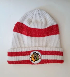 Chicago Blackhawks OTH Old Time Hockey Red & White Beanie Hat w/ Logo NHL - Picture 1 of 6