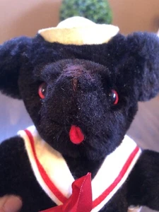 10 Zoll Vintage Kent schwarzer Teddybär mit Matrosengelenken Jean Steele Plüschtier Stofftier - Bild 1 von 14