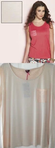 BNWT UK SIZE 20 LACE POCKET SUMMER VEST TOP TEE BY TG COLOUR PEACH CREAM NEW - Picture 1 of 3