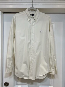 ralph lauren Men Shirt Yellow Classic Fit Logo Polo Career Casual Elegant Sz L - Picture 1 of 10