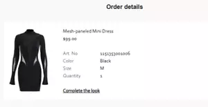 Mugler X H&M Size Medium M Black Mesh-paneled Mini Dress SOLD OUT New NWT Sealed - Picture 1 of 3