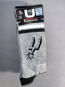 San Antonio Spurs Crew Socks Gray Black Grey 3 Pack Mens Adult Size 8-12 - Picture 1 of 4