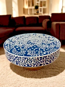 36" Round Marble Bone Inlay Coffee Table Floral Handmade Arts Luxury Home Decors - Picture 1 of 7
