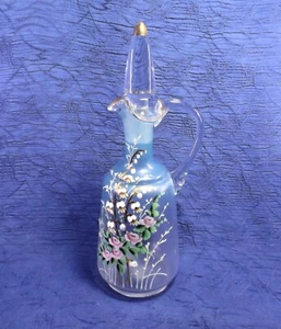 Jarra decantadora vintage de la época victoriana soplada a mano pintada a mano - Imagen 1 de 8