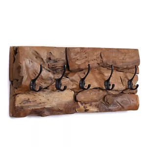 TREIBHOLZ WANDGARDEROBE "MARA" | 5 Haken | Garderobenpaneel, Natur Wandhaken - Bild 1 von 7
