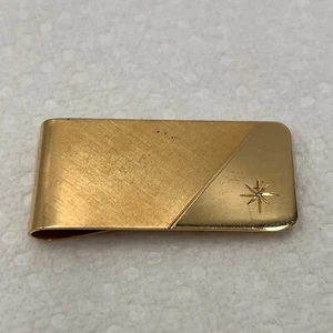 Vintage GOLD TONE WITH Star Money Clip MADE IN USA - Picture 1 of 11