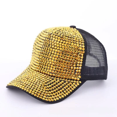 Donna Strass Paillettes Cappello Baseball Luccicante Brillantini Bling Berretto - Immagine 1 di 4