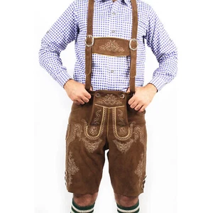 Men's Bavarian Tratchen Lederhosen Pant German Oktoberfest  Suede Leather Pants - Picture 1 of 4
