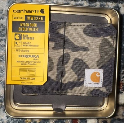 NIB Carhartt WW0235 Men's Nylon Duck Bifold Wallet "Blind Duck Camo" CORDURA - Image 1 of 3