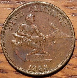 1958 Philippinen 5 Centavo Münze N309 - Bild 1 von 2