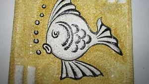 SELTENER VINTAGE MADE IN ITALY GROSSE FISCHE MIT BLASEN ASCHE TABLETT SCHÜLTISCH KERAMIK - Bild 1 von 5