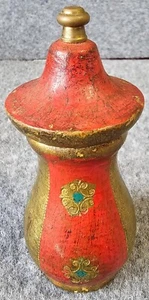 Vintage Florentine Italy Peppermill Gold Red Green 12cm - Picture 1 of 8
