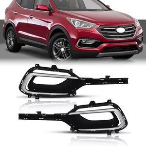 Front Fog Light Bezels Set 2pcs For 2017-2018 Hyundai Santa Fe Sport (2.0L Only) - Picture 1 of 12