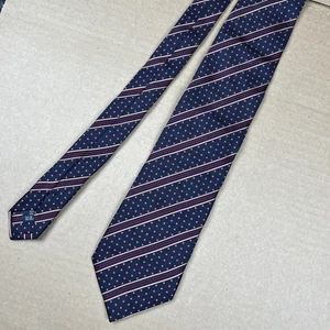 Burberry London Krawatte 59” x 3,5” Seide dunkelblau Streifen Punkte Made in Italy - Bild 1 von 6