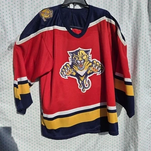 Vintage 90's Florida Panthers CCM Red Stitched NHL Hockey Jersey Size Large - Bild 1 von 17