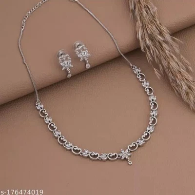 Set da sposa indiano Bollywood orecchini gioielli placcati argento zirconi... - Immagine 1 di 4