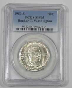1950-S Booker T. Washington Memorial Commemorative Silver 50c PCGS MS 65 - Picture 1 of 4