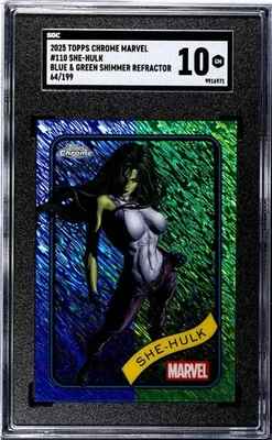 She-Hulk 2025 Topps Chrome Marvel (Blue & Green Shimmer) 64/199 **SGC - 10 GM** - Image 1 of 2