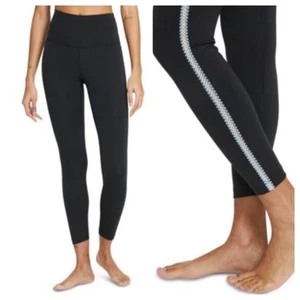 Nike Leggings Yoga NWT High Waisted Black/Crocheted Trim Side Workout Women's M - Picture 1 of 6