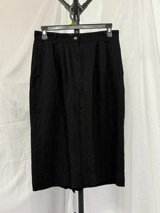 Land’s End Womens SZ 10 Pleated Front Zip Black Skirt Pleated Pockets Lined - Picture 1 of 16