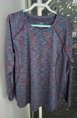 Tek Gear Workout Gear Womens Long Sleeve Navy Multicolor Top Size 3X - Image 1 of 3