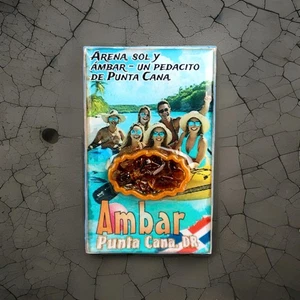 Happy Time Handcrafted Amber Fridge Magnet  Punta Cana  Dominican Republic - Picture 1 of 5