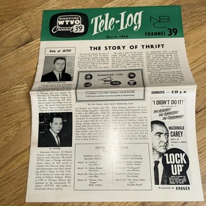 March 1960 ROCKFORD ILLINOIS Channel 39 WTVO TELE-LOG NBC Channel 39 - Picture 1 of 9
