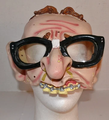 Vtg 2001 Disguise Inc Nerd Half Mask Glasses Nose Rubber Halloween Pimples Teeth - Image 1 of 4