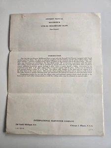 IH McCormick Cub-194 Moldboard Plow Owner’s Manual International Harvester 1954 - Bild 1 von 5