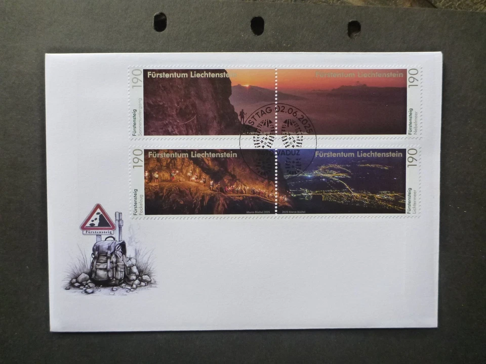 LIECHTENSTEIN 2025 Panorama - Fürstensteig Set 4 Stamps First Day Cover - Image 1 of 1