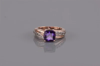Kit Anillo Banda Zafiro Blanco Amatista Plata Esterlina Rosa Brezo 925 Talla: 7 Foto 1 de 4