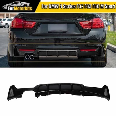 For 2014-20 BMW 4-Series F32 F33 F36 428i 430i M Sport Rear Diffuser Gloss Black - Image 1 of 4